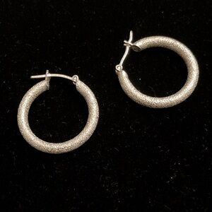 EUC Textured Shimmering Silver Hoop Earrings